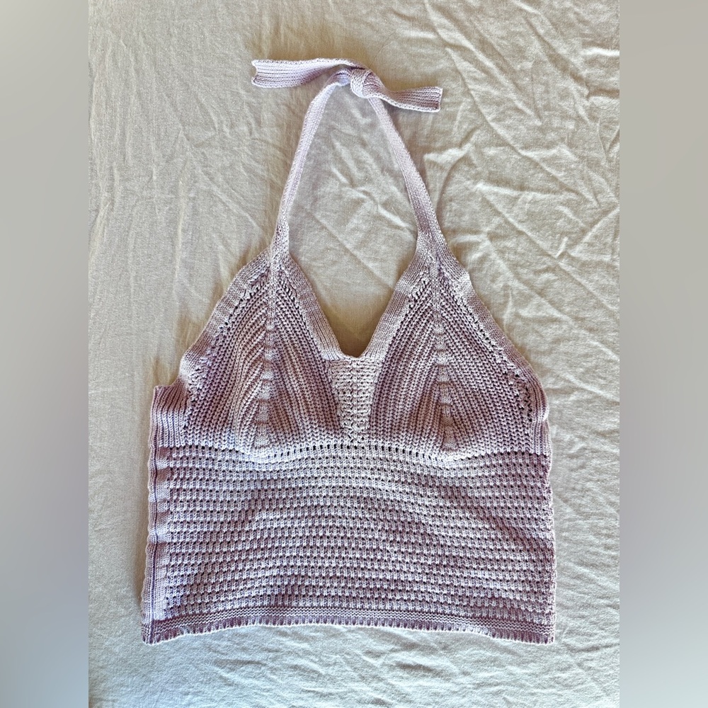 Pull Love Firenze Crochet Lavender Cotton Halter Top – Made in Italy – XS
